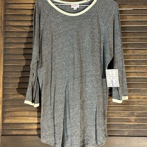 LuLaRoe Gray Top with Cream Trim